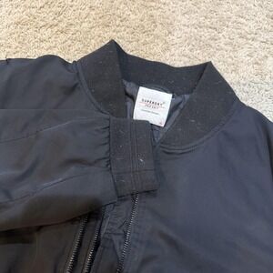 Superdry Bomber Jacket Mens XL Black Zip Pockets No Front Zipper M5000030A